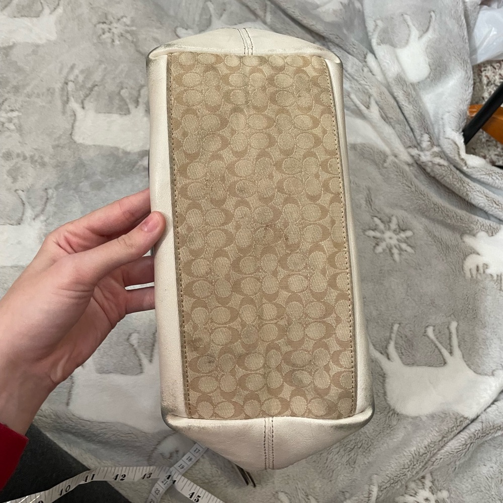 Coach Y2k Vintage Legacy Khaki Ivory Signature Glitter Stripe Convertible Duffle - Picture 8 of 10